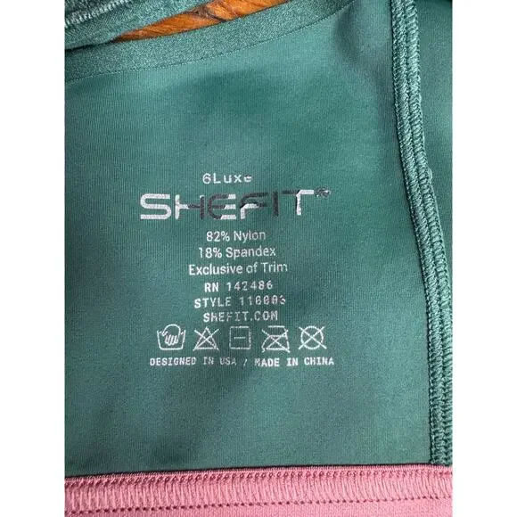 Shefit Green & Pink Adjustable Ultimate Zipper Front Sports Bra Sz: 6Luxe - Picture 4 of 7